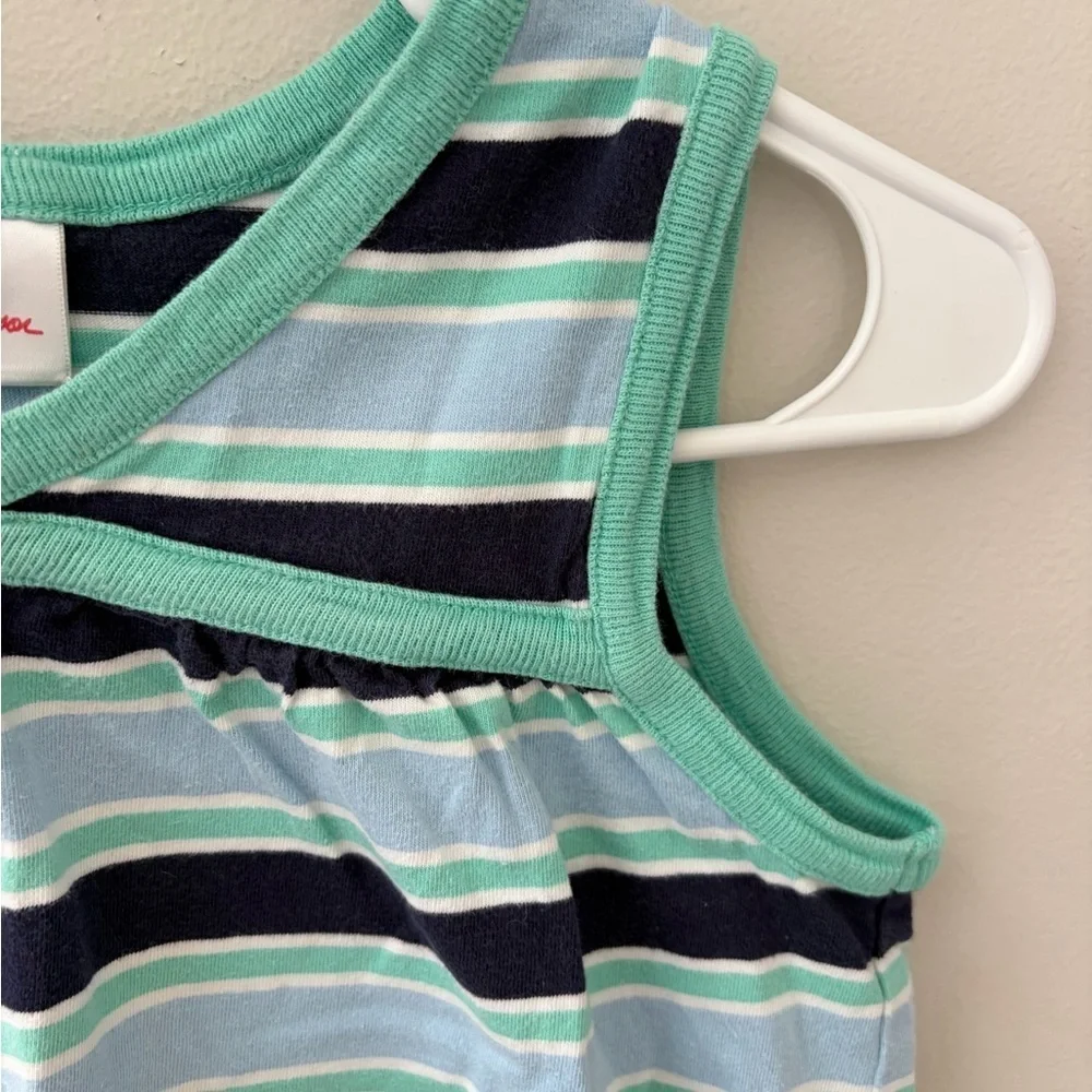 Hanna Anderson girls green and Navy Striped Tank Top size 130 (8) summer